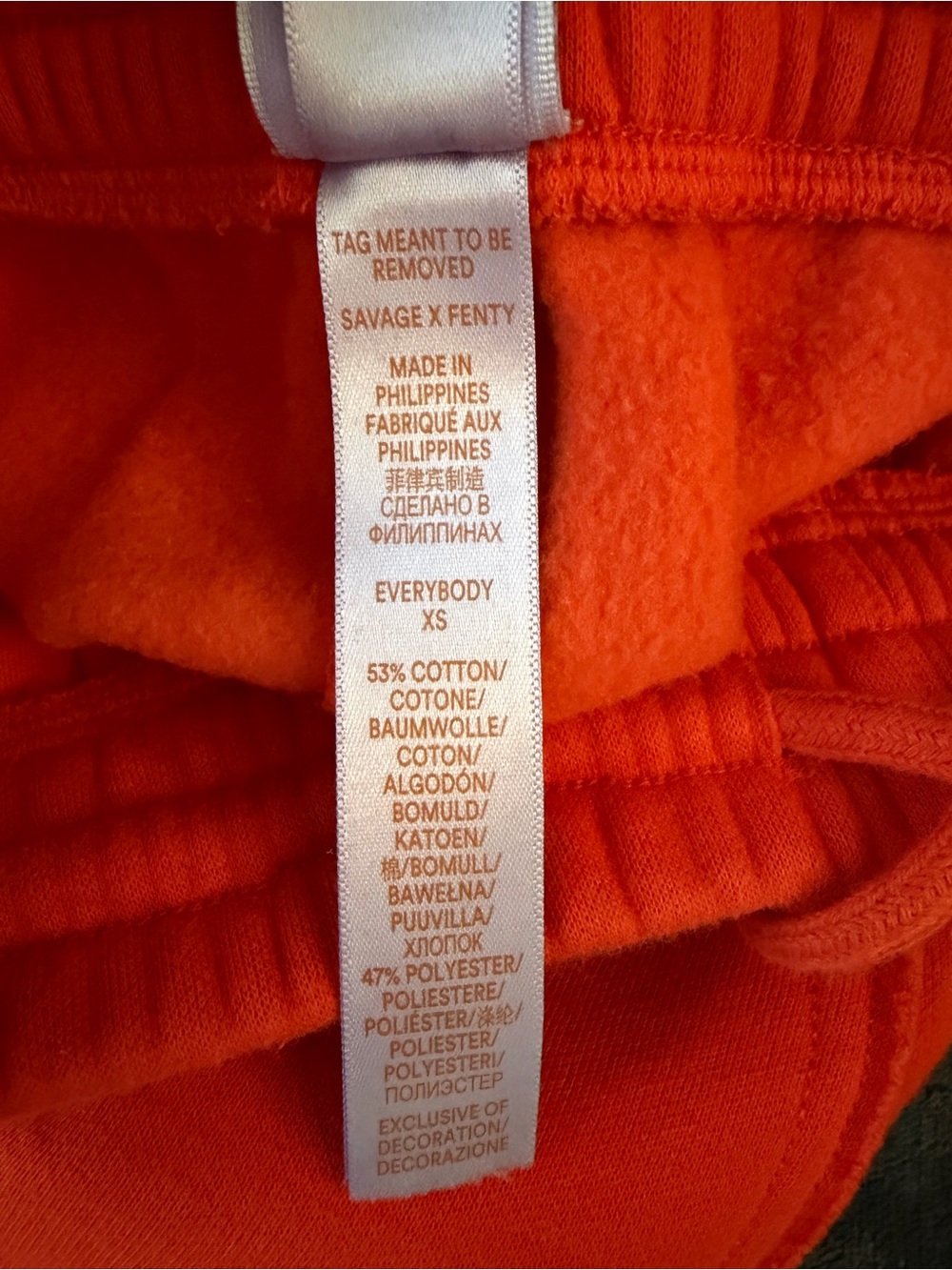 Savage X Fenty Orange Fleece Sweatpants Joggers XS - Picture 13 of 14